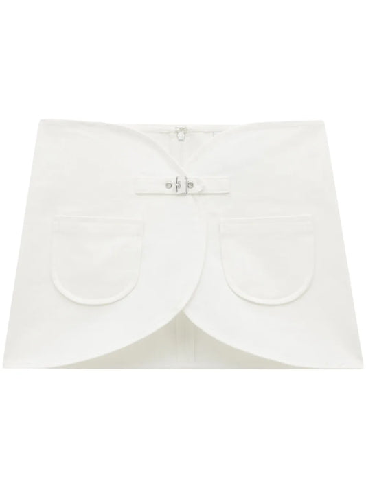 Ellipse Buckle-Strap Denim Miniskirt