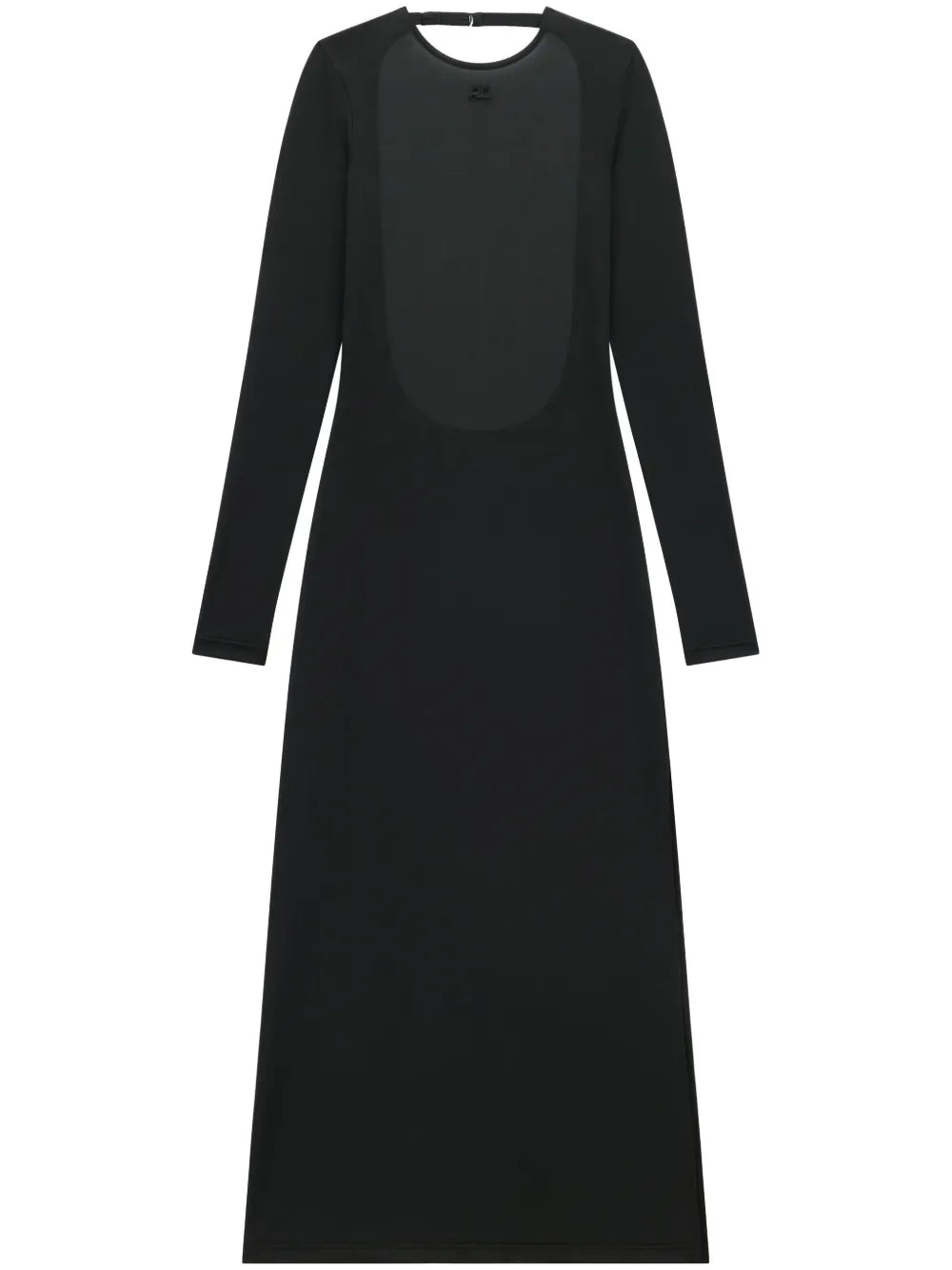 Semi-Sheer Open-Back Midi Dress