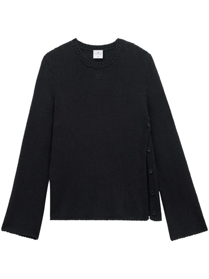 Open-Side Cotton-Linen Knit Jumper