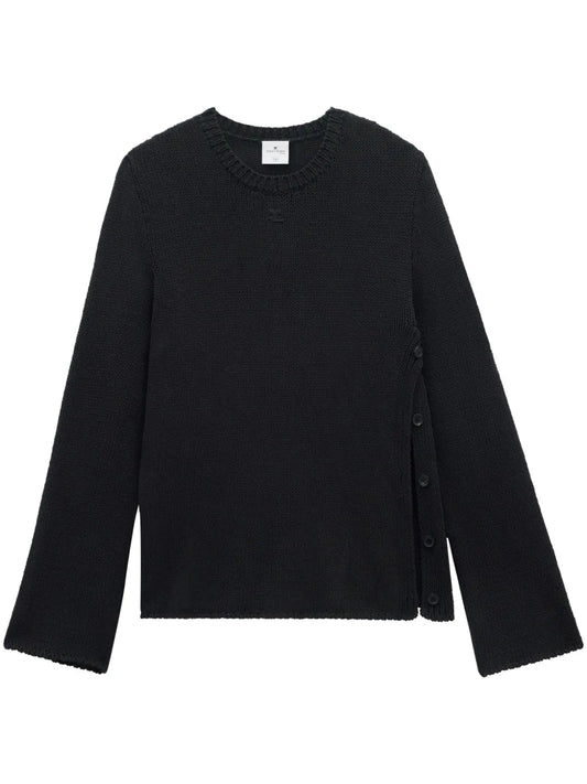 Open-Side Cotton-Linen Knit Jumper
