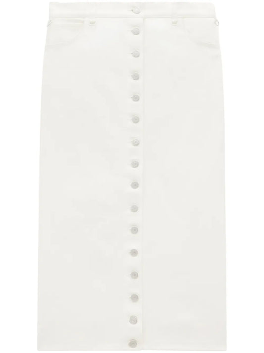 Low-Rise Denim Midi Skirt