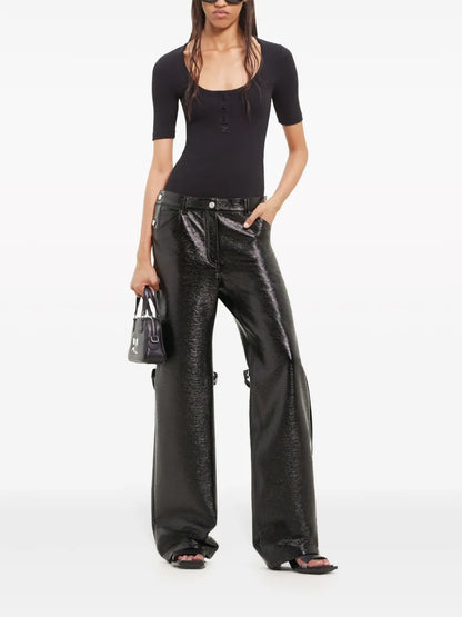 Sailor Buckle Baggy-Fit Vinyl Trousers