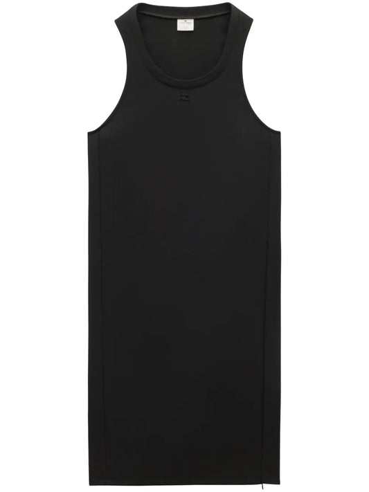 Logo-Appliqué Twill Midi Dress