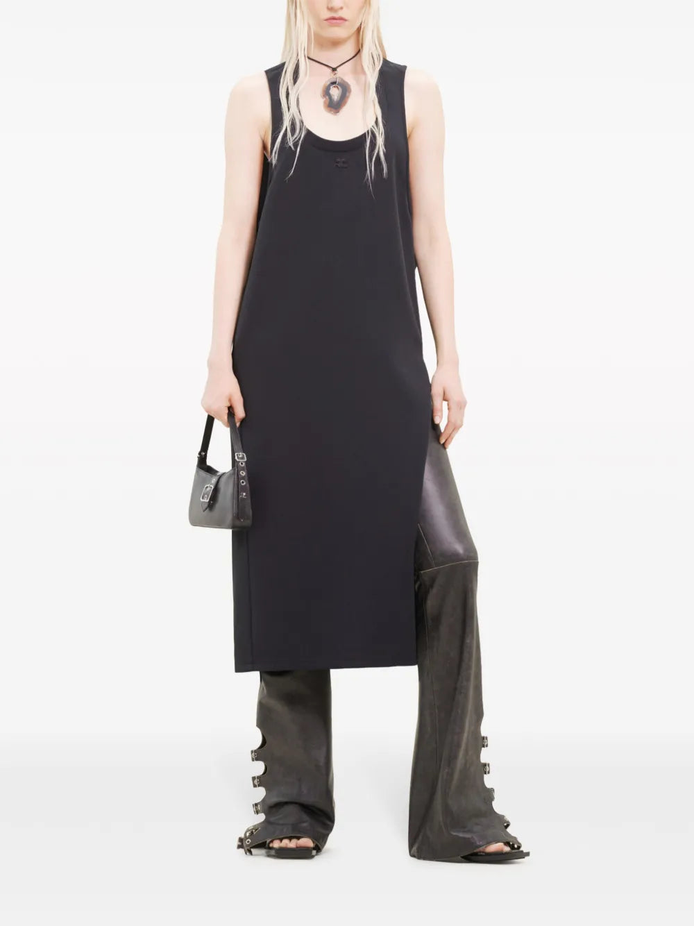 Logo-Appliqué Twill Midi Dress