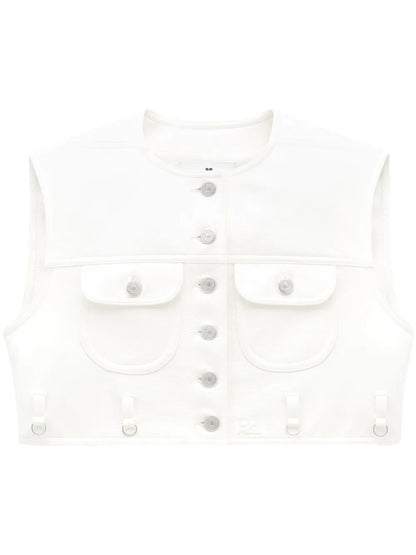 Faux-Leather Cropped Vest