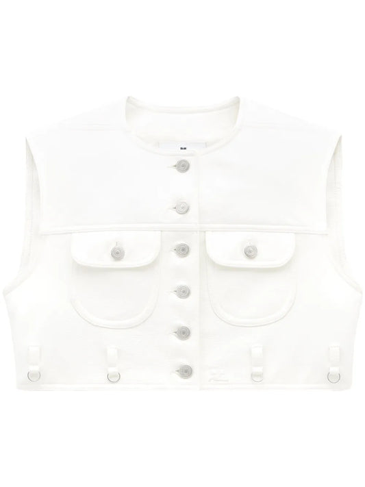 Faux-Leather Cropped Vest