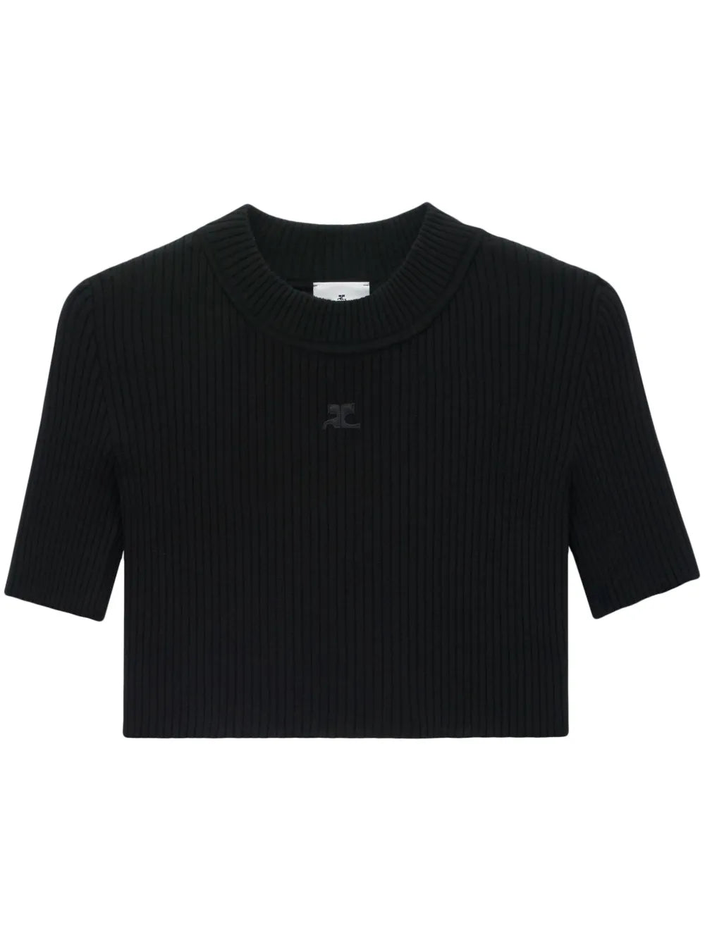 Cropped Ribbed-Knit T-Shirt