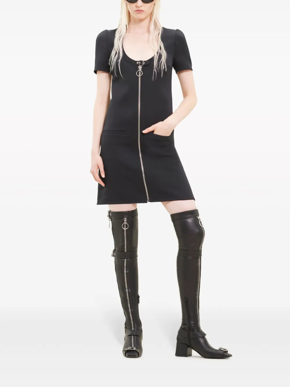 Holistic Buckle-Detail Twill Dress