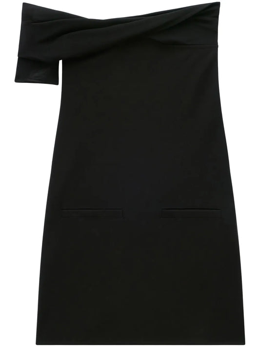 Twist-Front Off-Shoulder Crepe Minidress