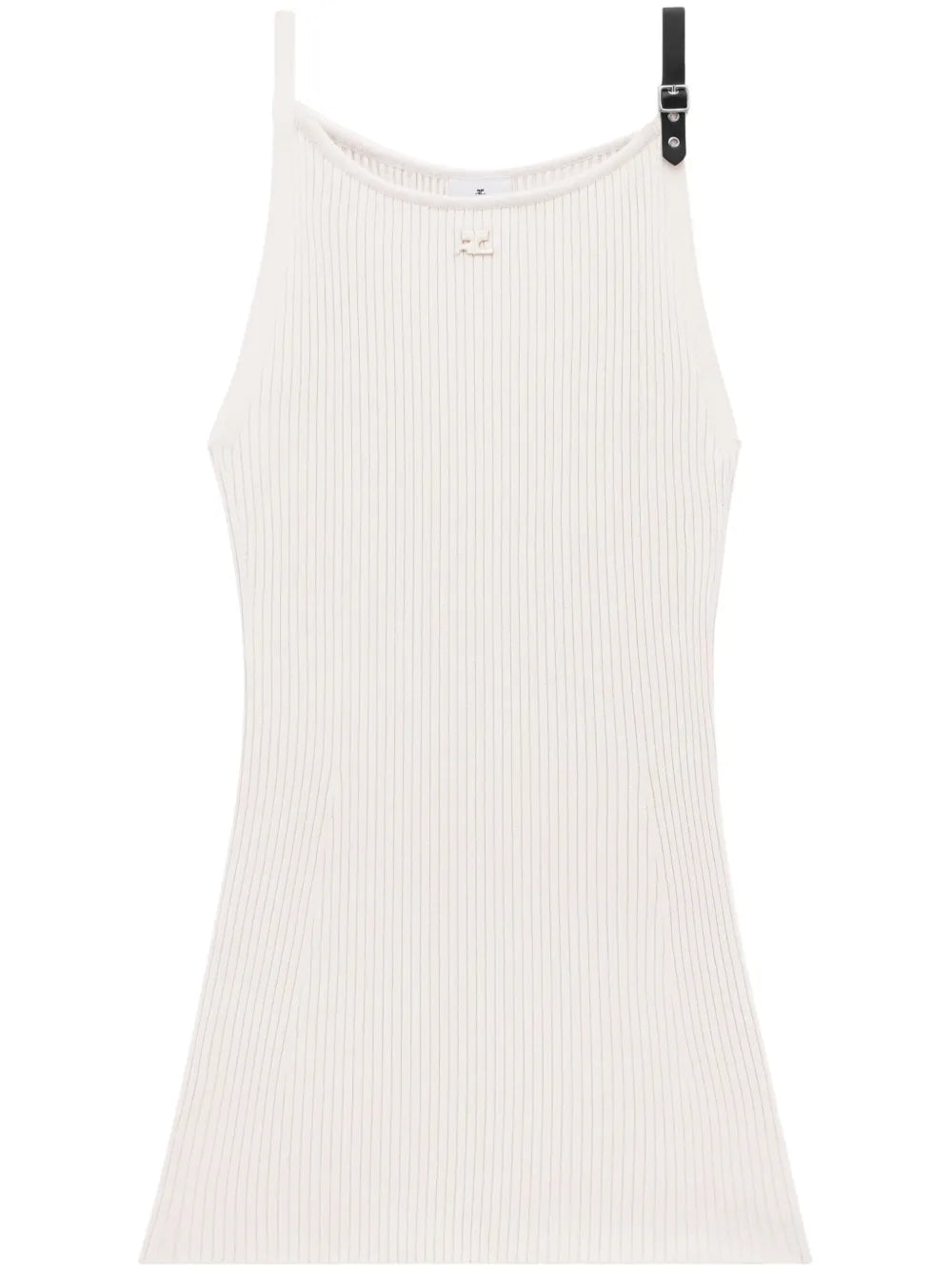 Buckle-Strap Ribbed-Knit Dress