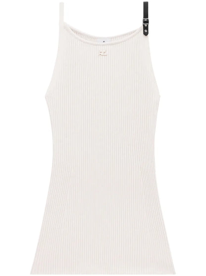 Buckle-Strap Ribbed-Knit Dress
