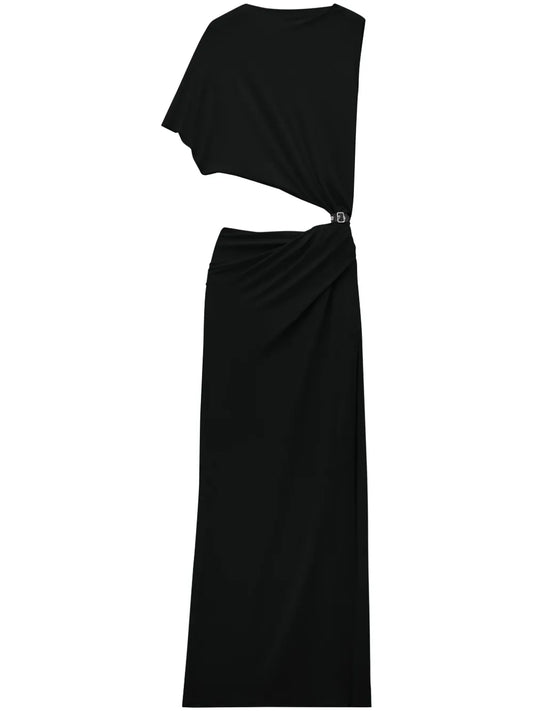 Asymmetric Crepe Maxi Dress