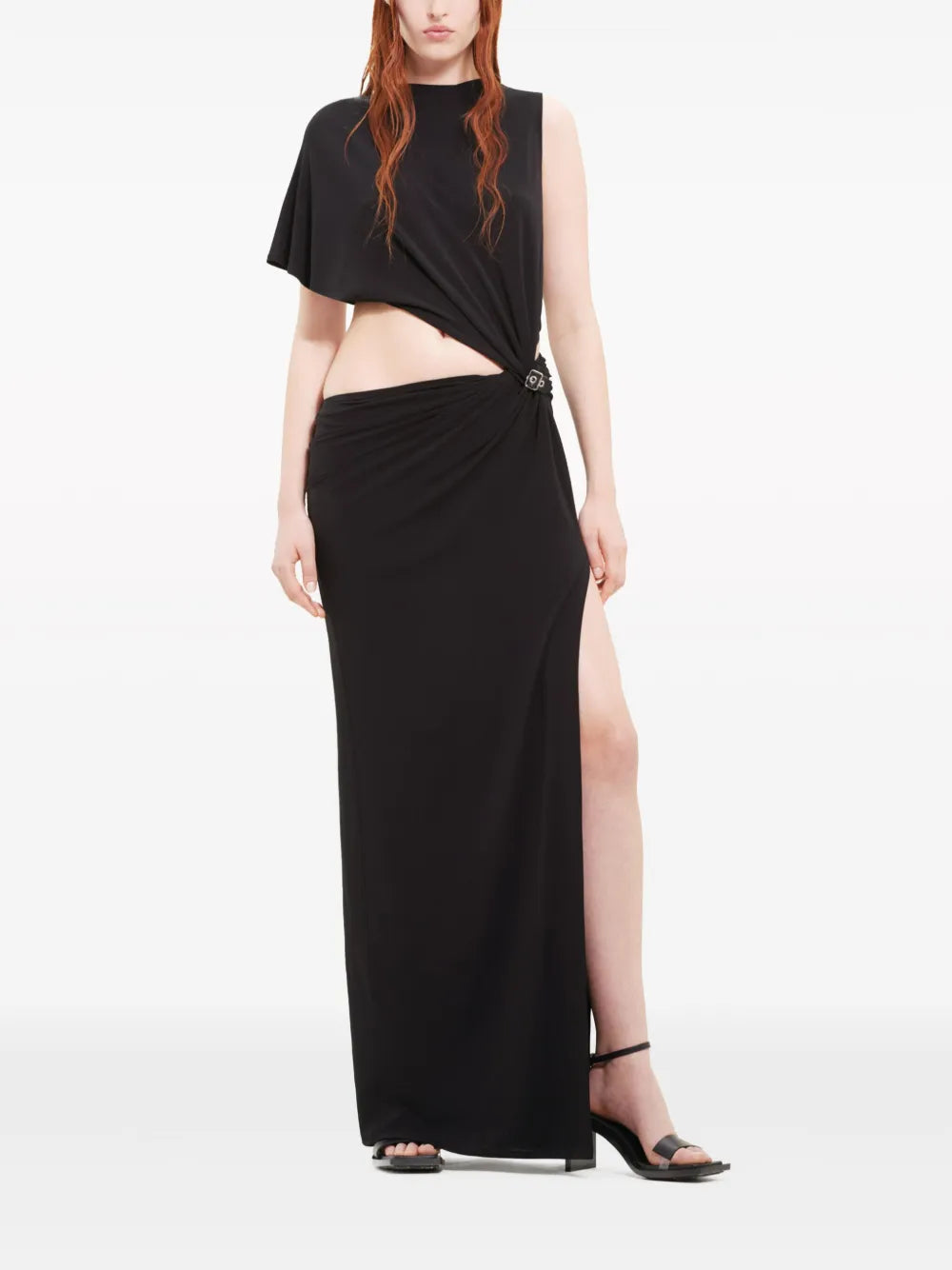 Asymmetric Crepe Maxi Dress