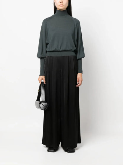 Pleated Wide-Leg Trousers