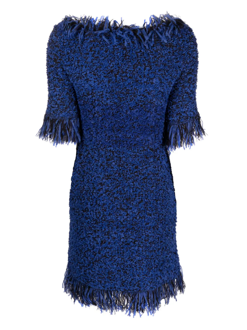 Fringe-Trim Three-Quarter Sleeve Dress