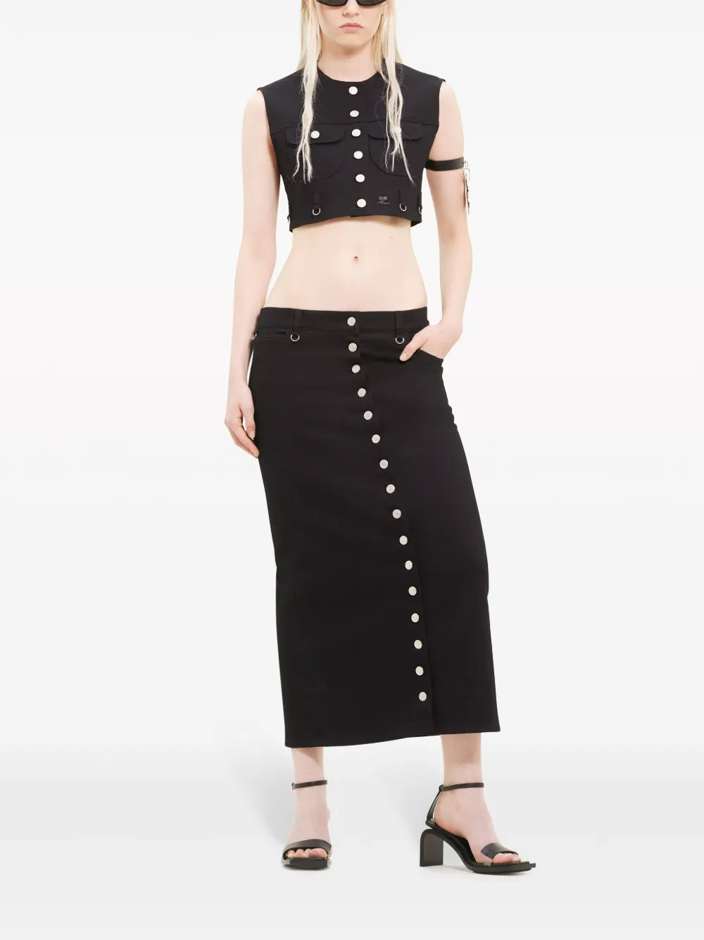 Multiflex Denim Midi Skirt