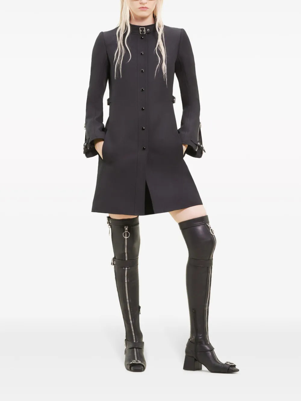 Buckle-Strap Twill Coat