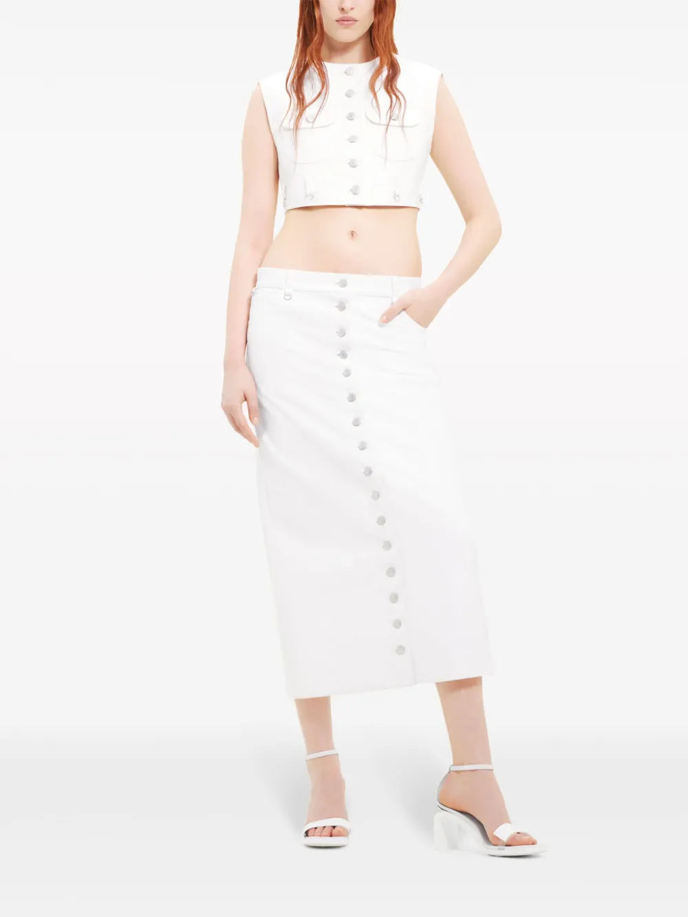 Multiflex Patent-Finish Midi Skirt
