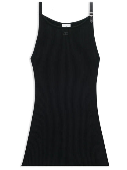 Logo-Appliqué Ribbed-Knit Minidress