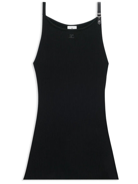 Logo-Appliqué Ribbed-Knit Minidress