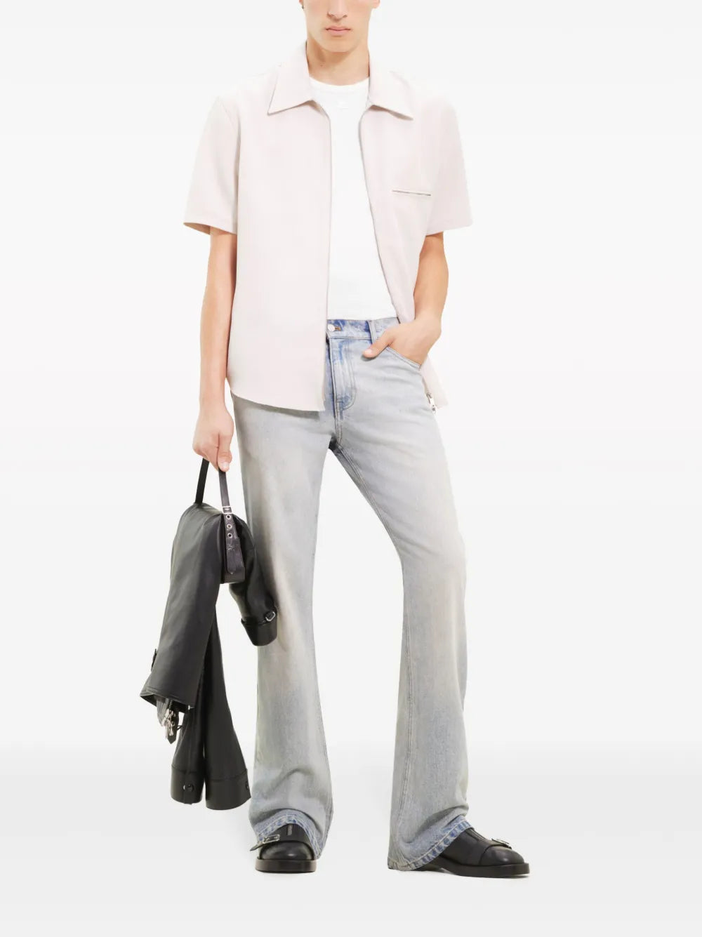 Zip-Up Twill Shirt