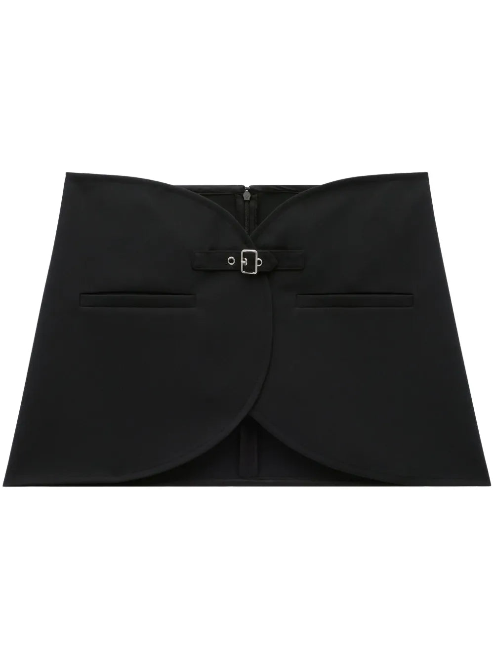 Ellipse Buckle-Strap Twill Miniskirt
