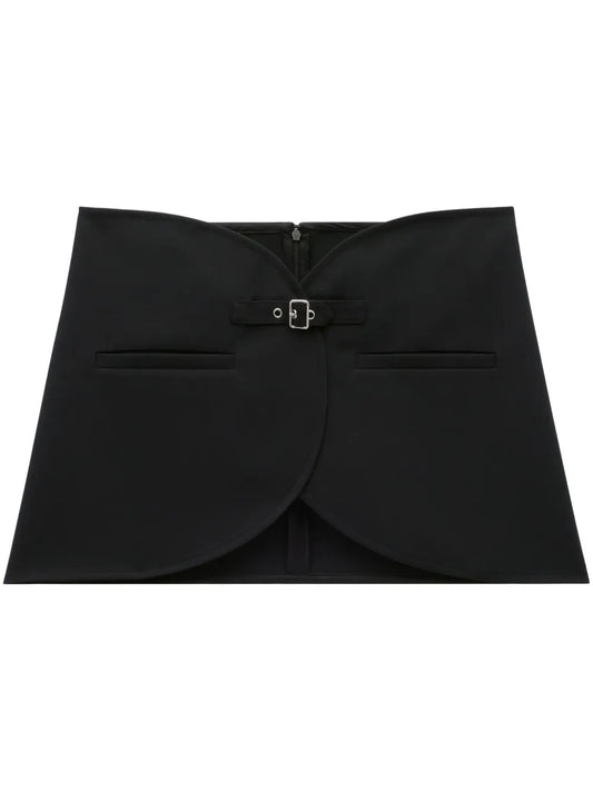 Ellipse Buckle-Strap Twill Miniskirt