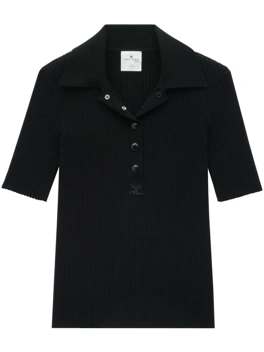 Ac Ribbed-Knit Polo Shirt