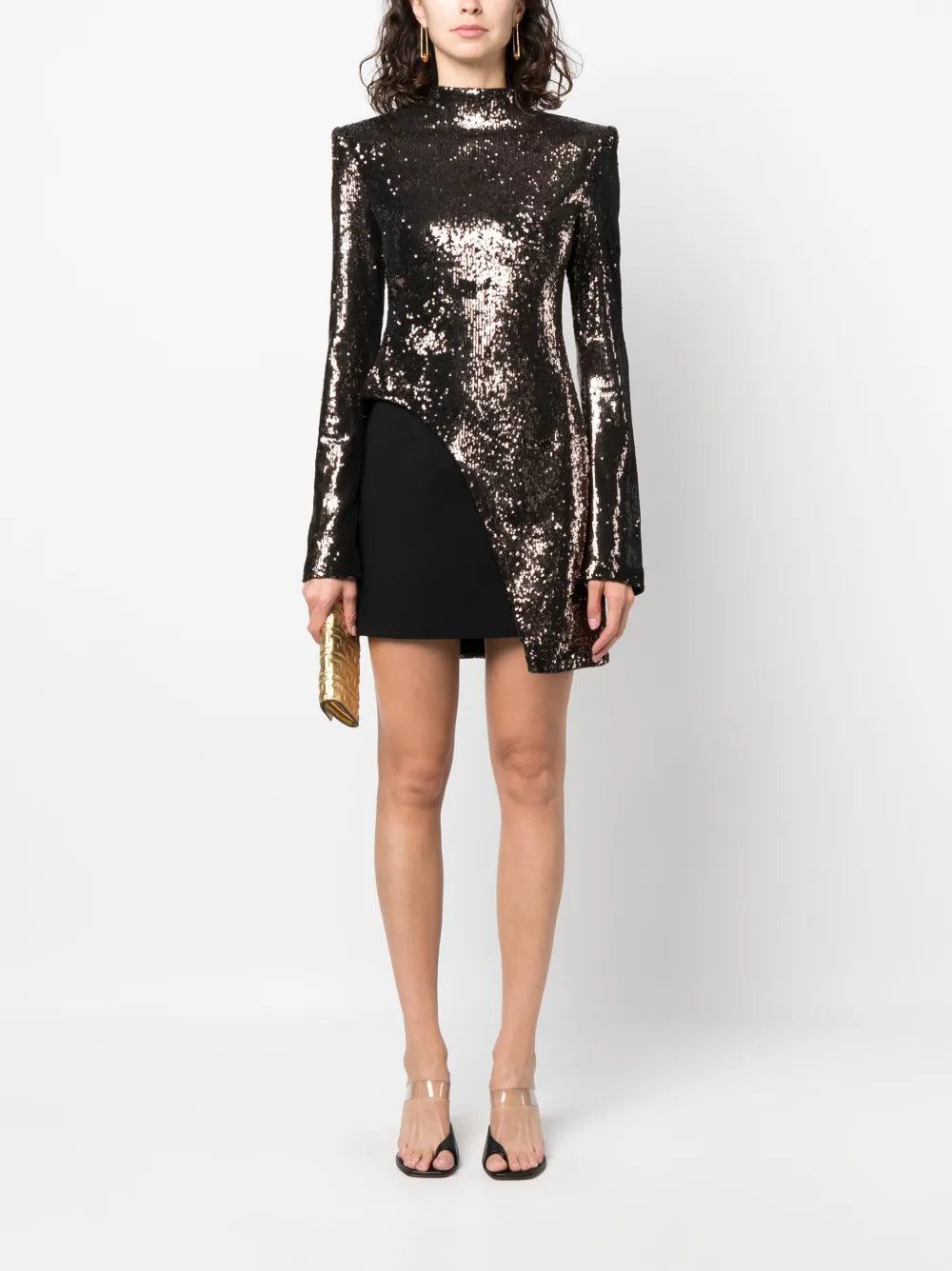 Sequin-Embellished Layered Minidress