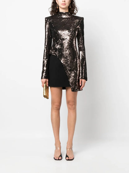 Sequin-Embellished Layered Minidress