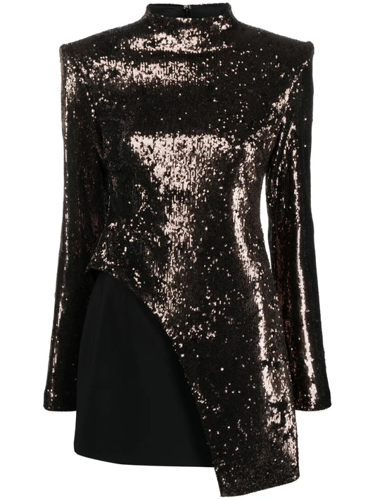 Sequin-Embellished Layered Minidress