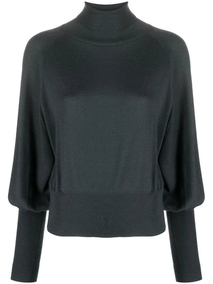 Bishop-Sleeved Fine-Knit Jumper