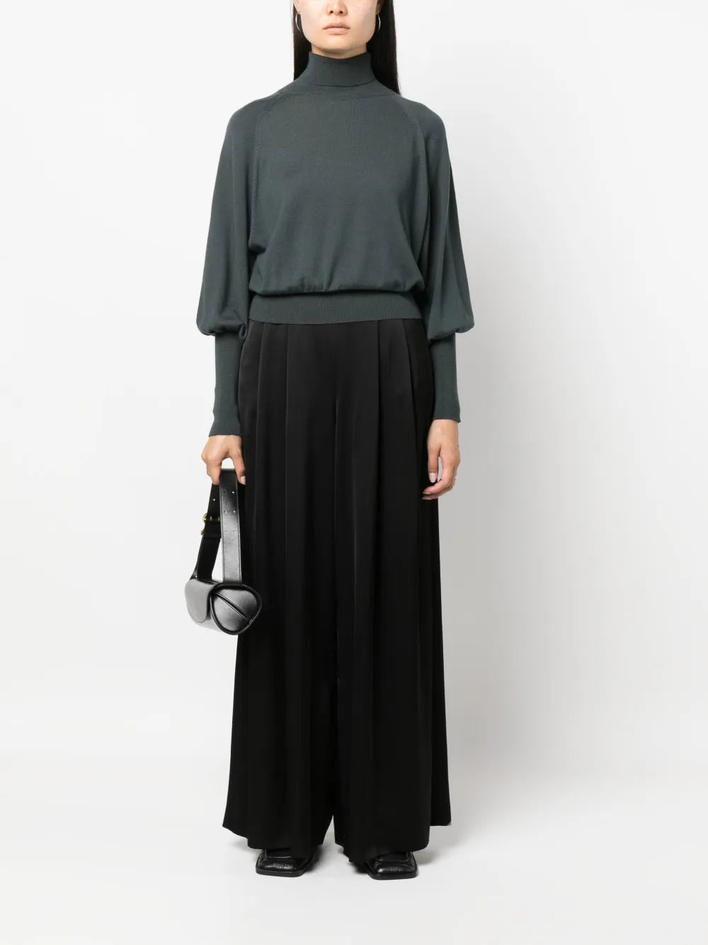 Bishop-Sleeved Fine-Knit Jumper