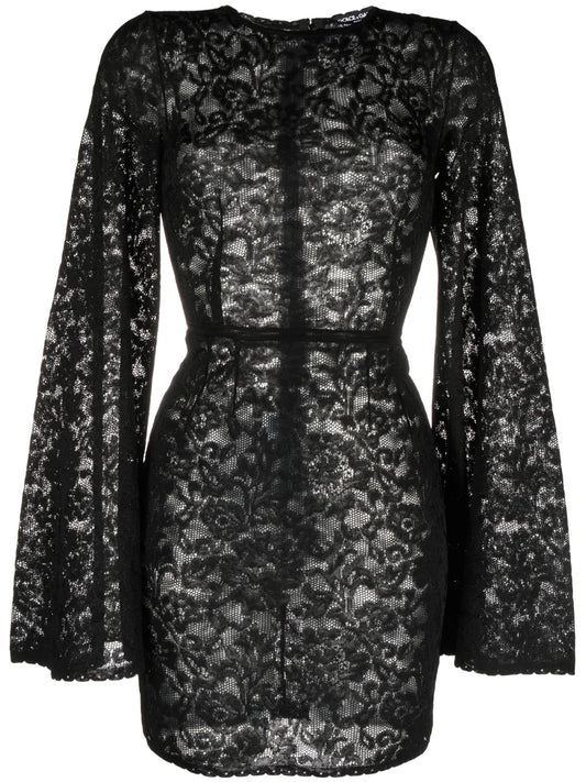Wide-Sleeve Lace Minidress