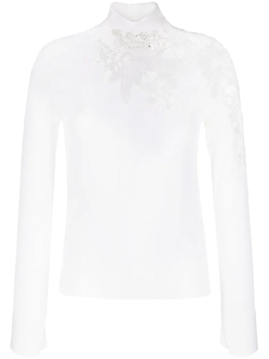 Lace-Trim Wool Jumper