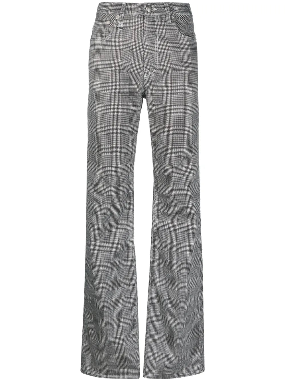Jane Jean Plaid Straight-Flared Jeans