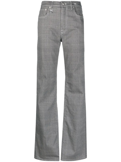 Jane Jean Plaid Straight-Flared Jeans