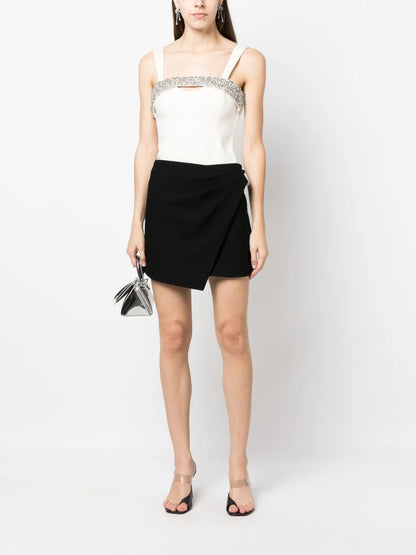 Crystal-Embellished Asymmetric Miniskirt