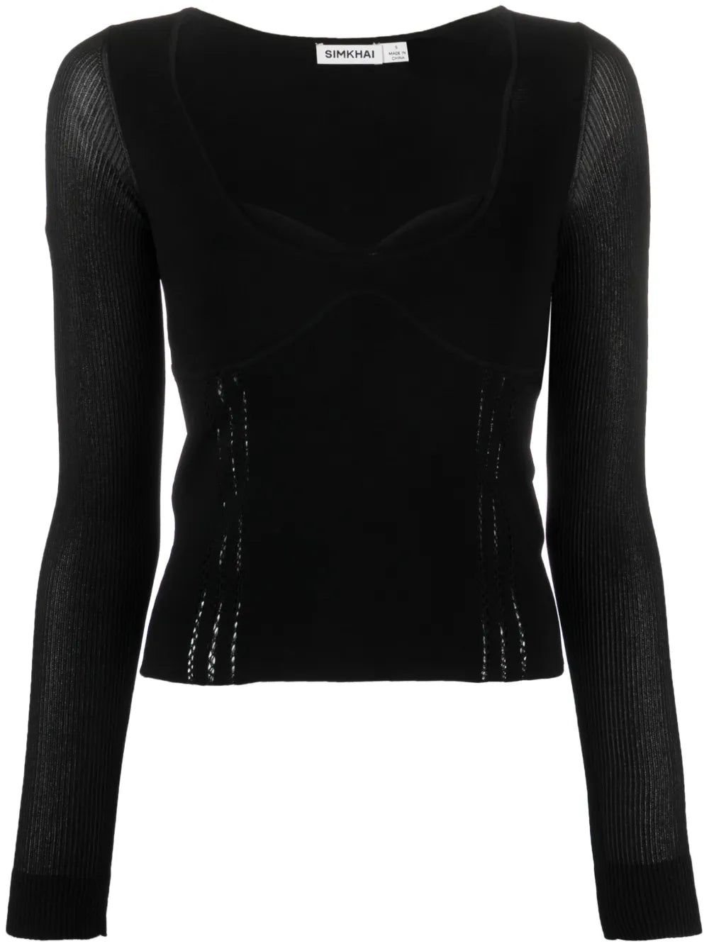 Sweetheart-Neck Fine-Knit Top