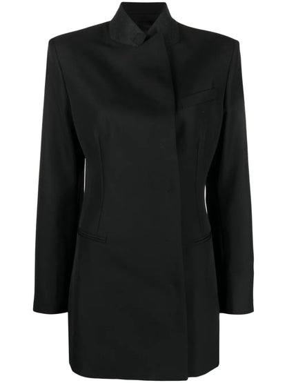 No-Lapels Virgin Wool Blazer