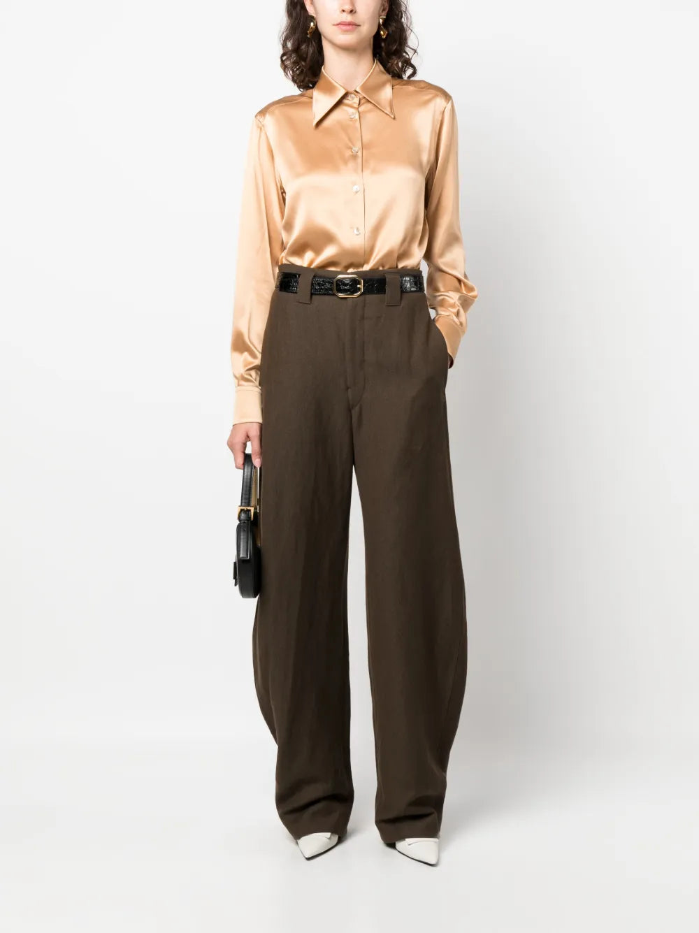 Satin-Finish Silk Shirt