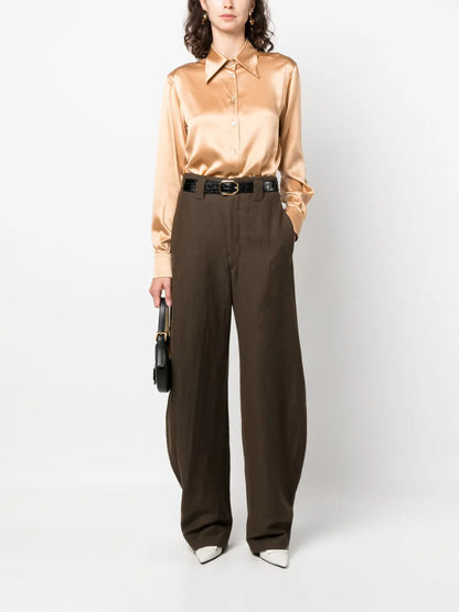 Satin-Finish Silk Shirt