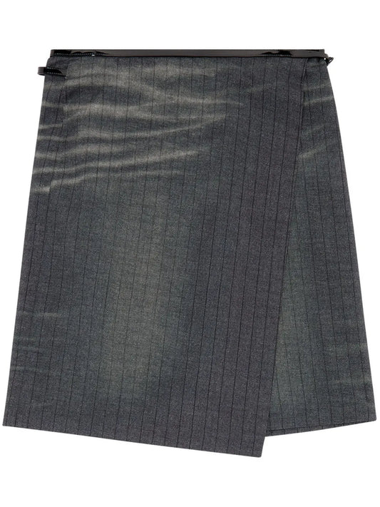O-Kessy Pinstripe-Pattern Wrap Skirt