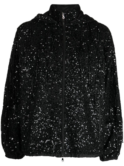 Sequin-Embellished Bomber Jacket