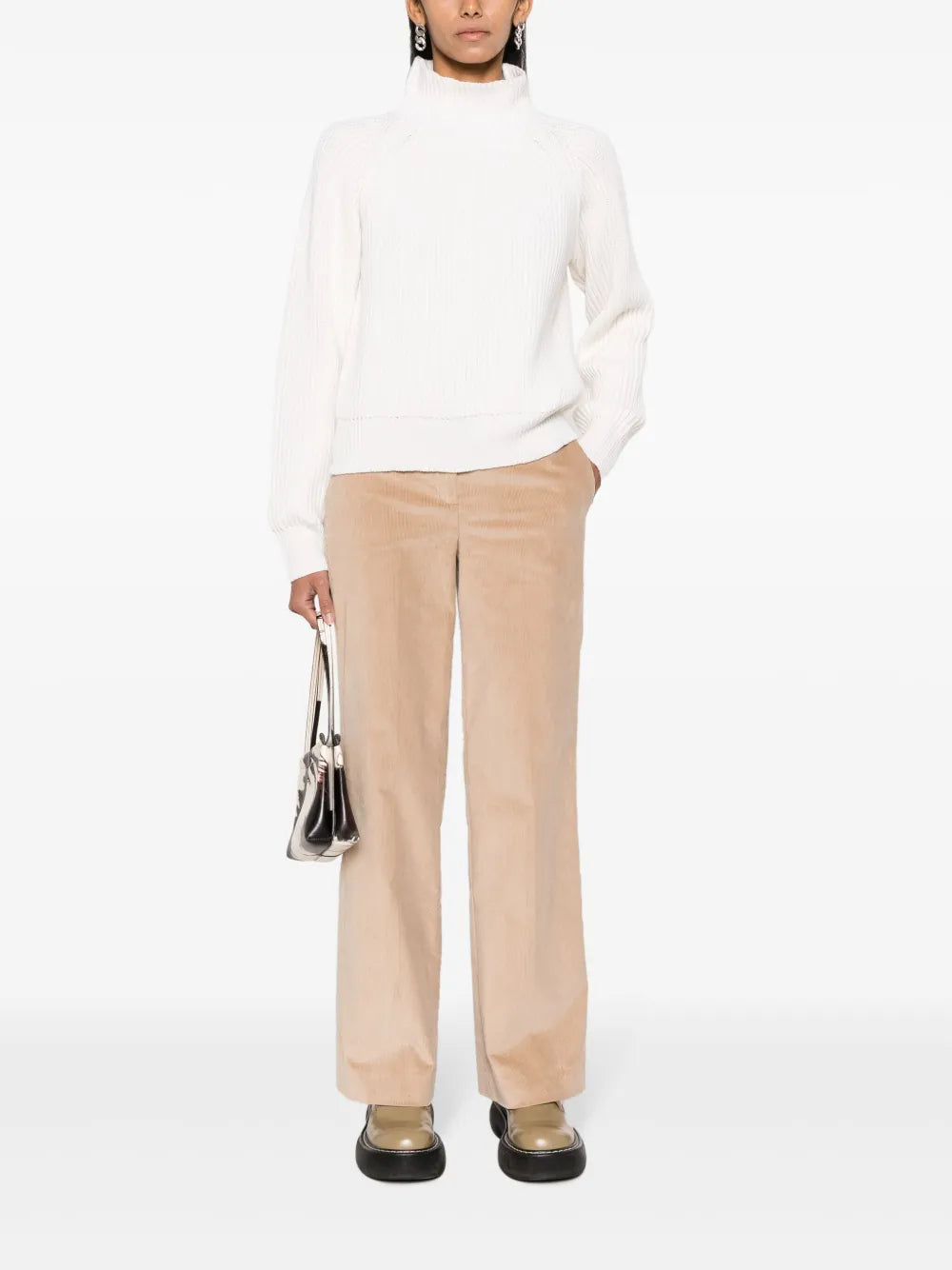 Ribbed-Knit High-Neck Jumper