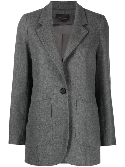Mélange-Effect Single-Breasted Blazer