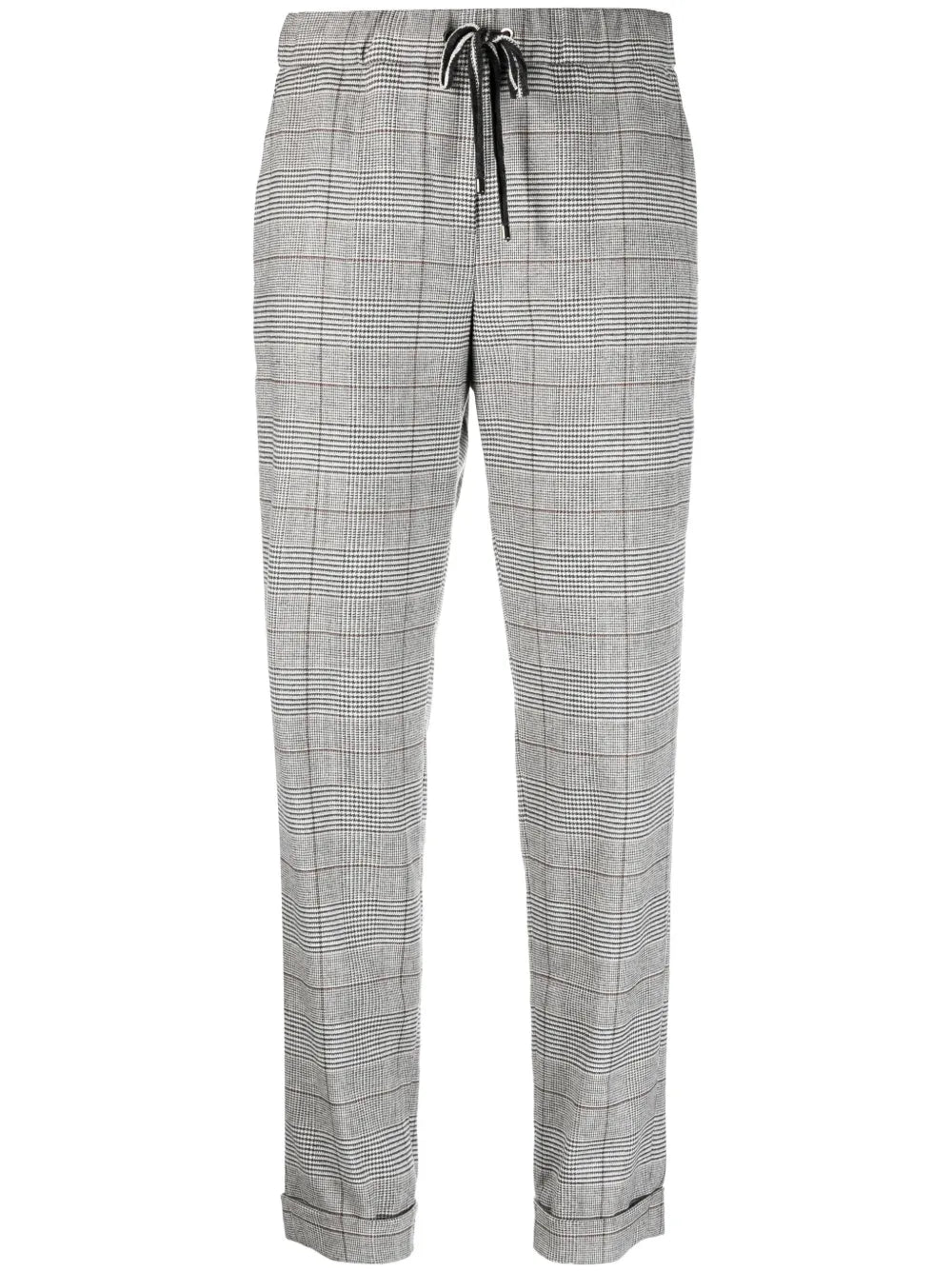 Plaid-Check Pattern Tapered-Leg Trousers