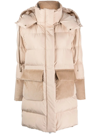 Hooded Panelled Padded Coat