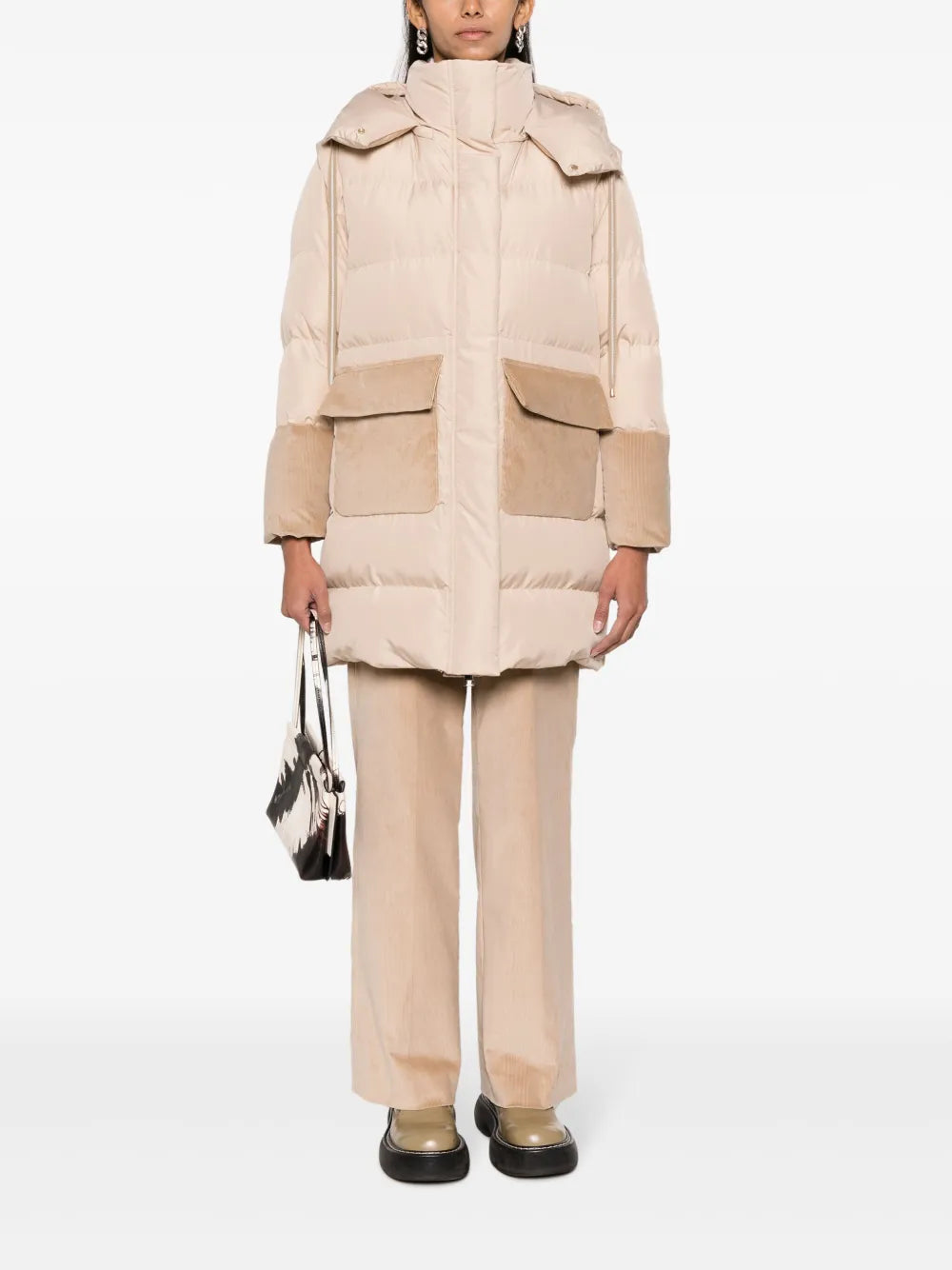 Hooded Panelled Padded Coat