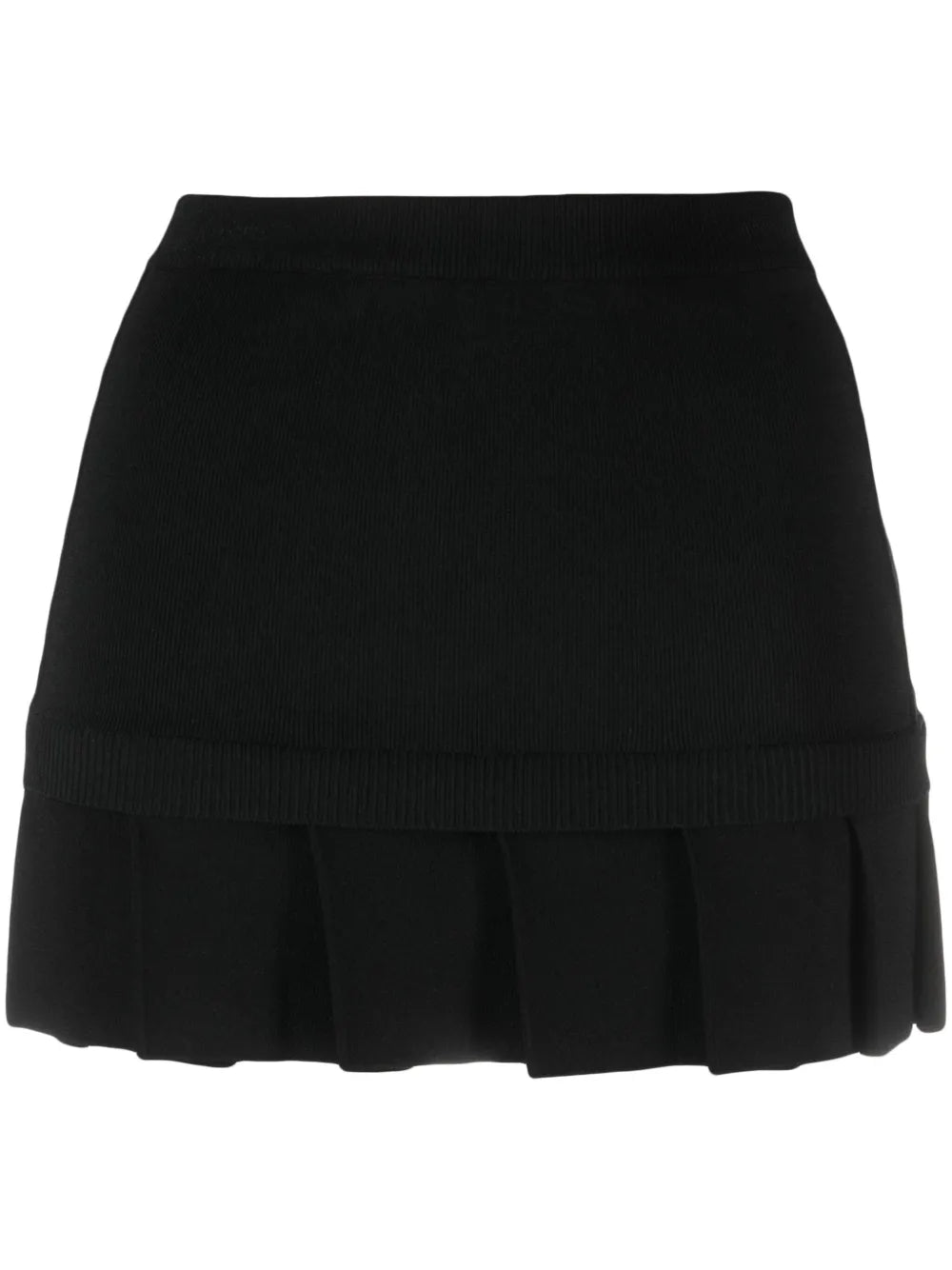 Pleated-Hem Knitted Miniskirt